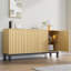 Armoire de rangement à buffet, crédence cannelée avec portes et tablettes pour la cuisine et le salon