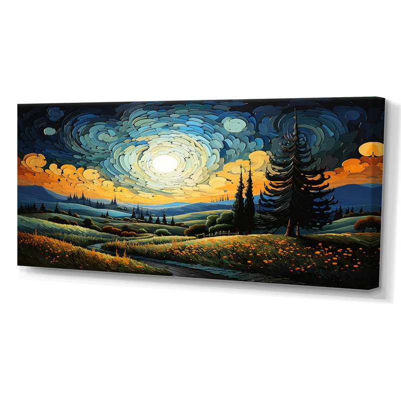 «Vangogh The Swaying Cypress III», art mural sur toile Vangogh, H 28 po x l 60 po x P 1,5 po, Toile tendue