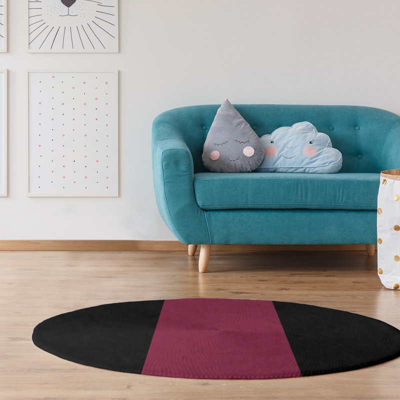 Tapis de zone rouge/noir, Rond 5 pi