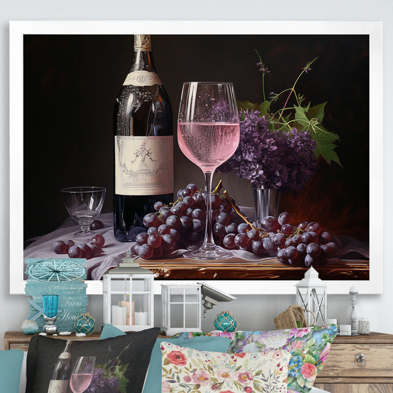 Lambrusco lustre sur toile, H 34 po x l 44 po x P 1,5 po, Cadre simple blanc