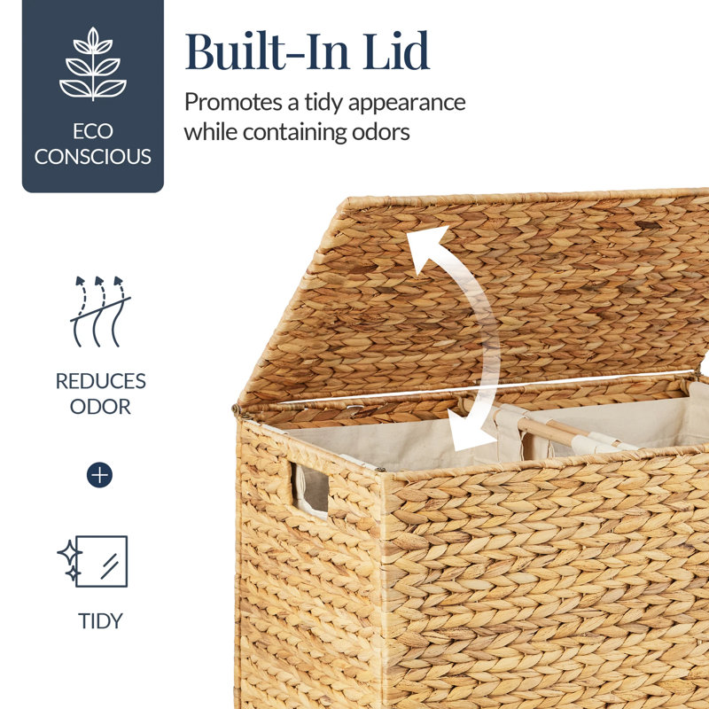Double Laundry Hamper Basket, Natural