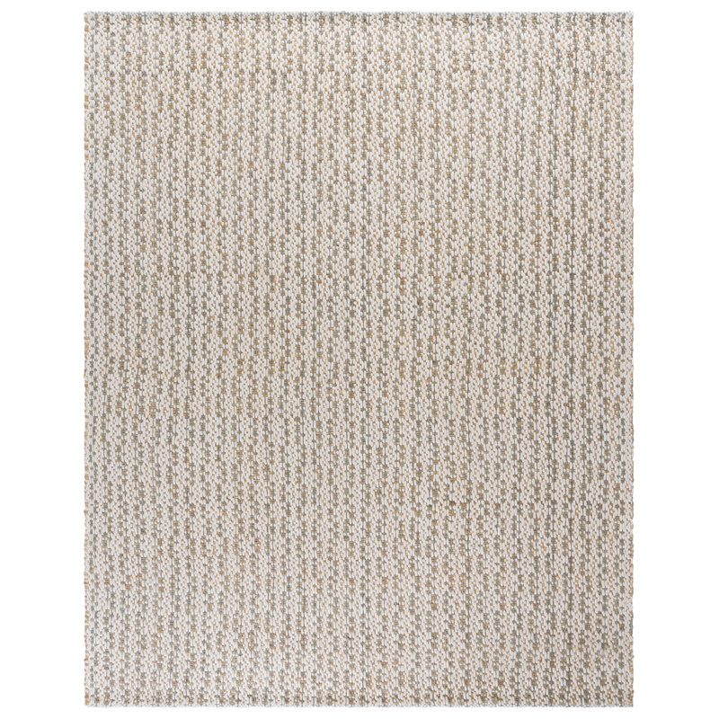 Natural Fiber 225 Hand Loomed Jute/Wool/Pet Striped Rug in Natural/Ivory, Rectangle 8' x 10'