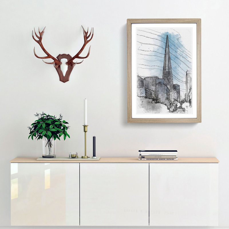 Transamerica Pyramid in San Francisco in Abstract - Framed Print, Oak, 60cm H x 40cm W x 2cm D