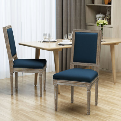 2 chaises de salle à manger bleu marine - Tissu, construction stable de 2 rembourrées chic moderne
