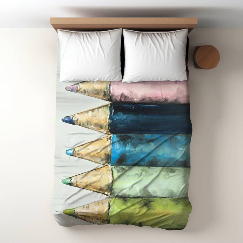 Coloring Pencils Duvet Cover | Bedroom Hobbies Decor
