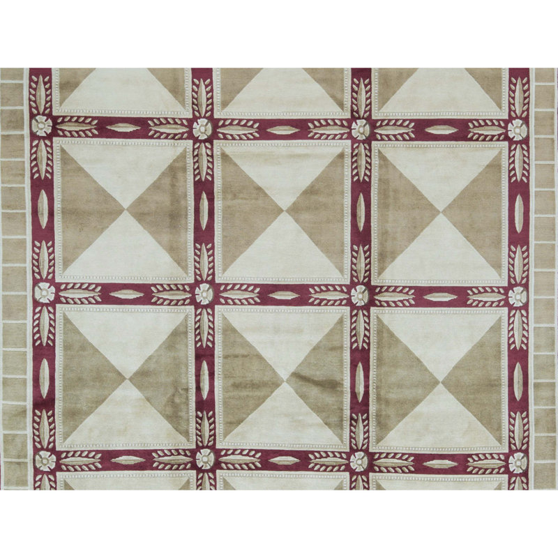 Himalayan Handmade Wool Geometric Area Rug