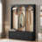 Farmhouse Wooden Style Hall Tree With Arched Design, Bench, 8 Retro Hooks, And 3 Drawers-1745240814