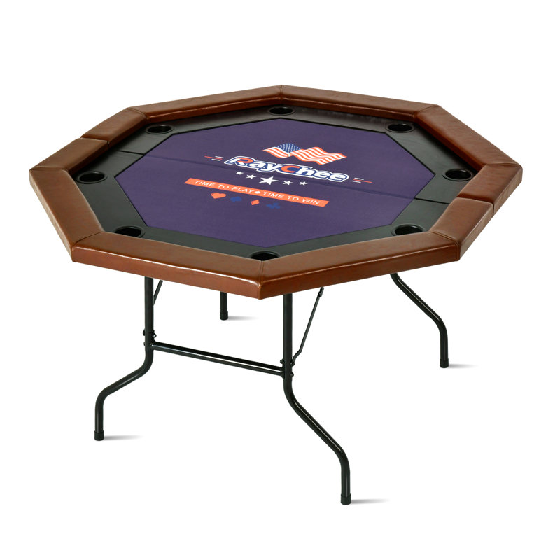 Poker Table RayChee 50'' 8 - Player Pine Foldable Poker Table