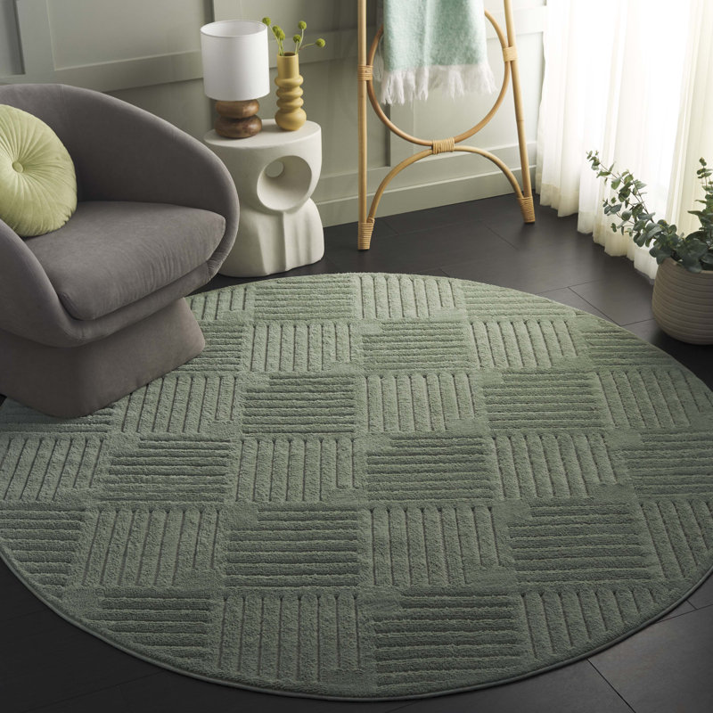 Tapis de couleur unie Mirissa Performance, Rond 8 pi