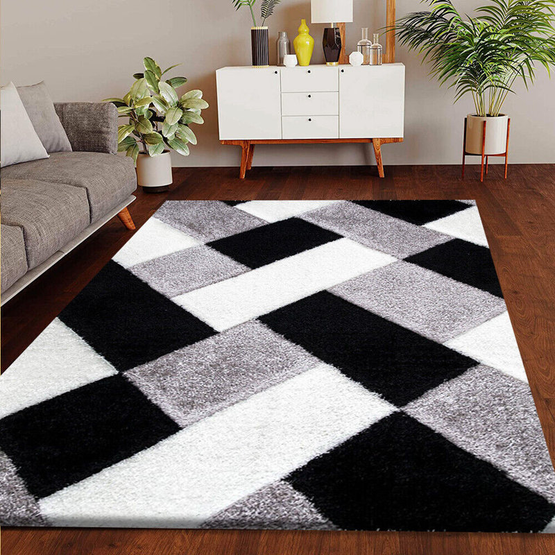 Geometric Shag Indoor / Outdoor Area Rug, Rectangle 80 x 150cm