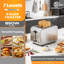 SUPERLEX 2-Slice Toaster 850W Brushed Stainless Steel with Extra Wide Slots | 7 Browning Settings, Defrost, Reheat & Cancel Functions, Removable Crumb Tray, for Bagels & Crumpets