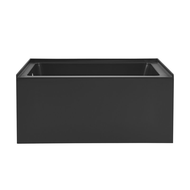 Voltaire 48" x 32" Alcove Bathtub with Apron, Left, Satin Black
