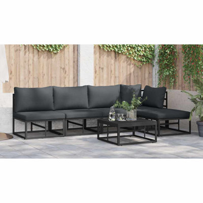 Vidaxl Garden Sofa Set With Cushion 6 Pcs Black Aluminium