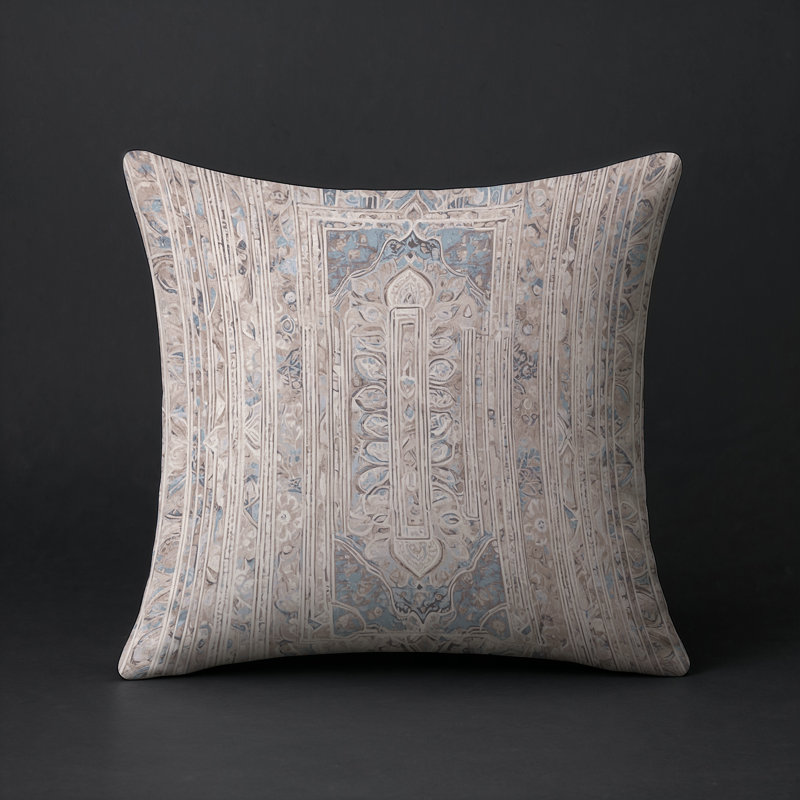 Coussin décoratif intérieur / extérieur gris Modern Modern, Beige / gris géométrique, Carré 16 po
