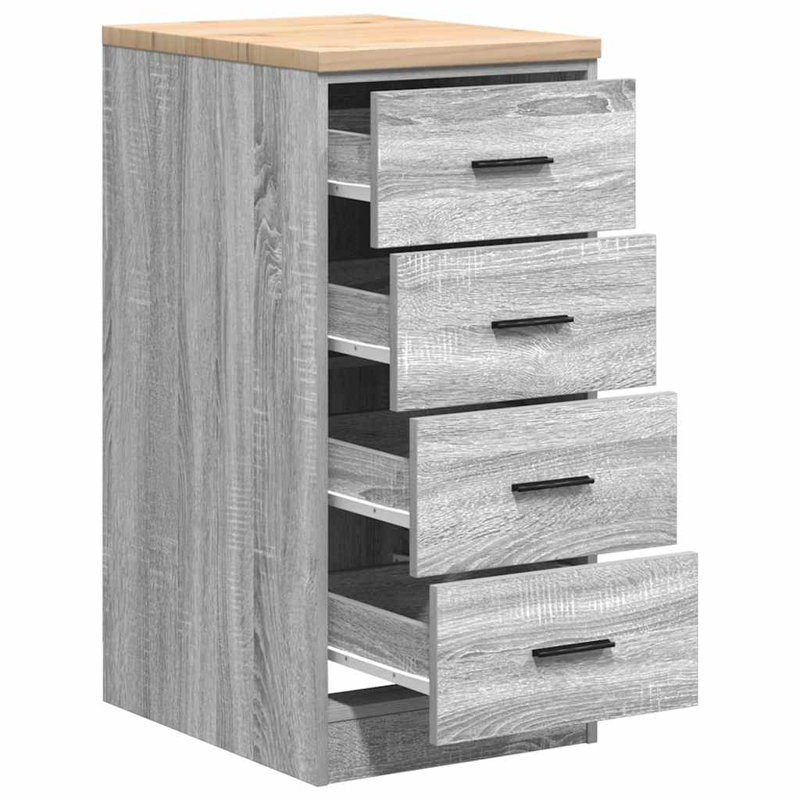 Solid Wood Single Storage Cabinet ( 85cm H x 40cm W x 51cm D), Grey Sonoma