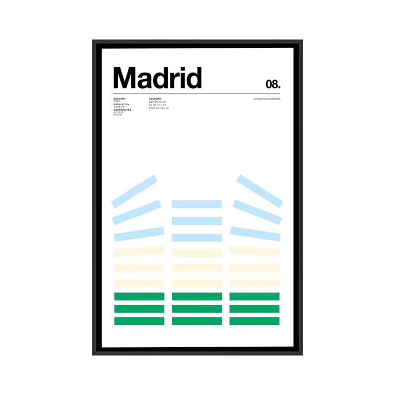 Madrid by Nick Barclay - Print on Canvas, Black Framed, 66.04 cm H x 45.72 cm W