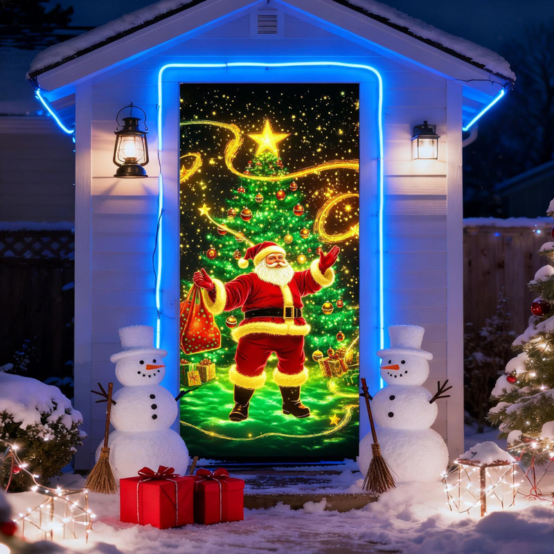 Couvercle de porte de Noël fluorescente Kondieu, D