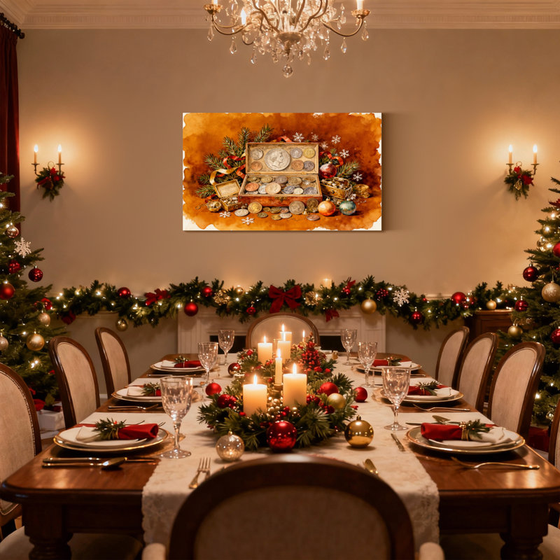 Pièces de Noël rétro, décorations de Noël, ensemble de 3 impressions sur toile, thème des fêtes, H 16 po x l 24 po