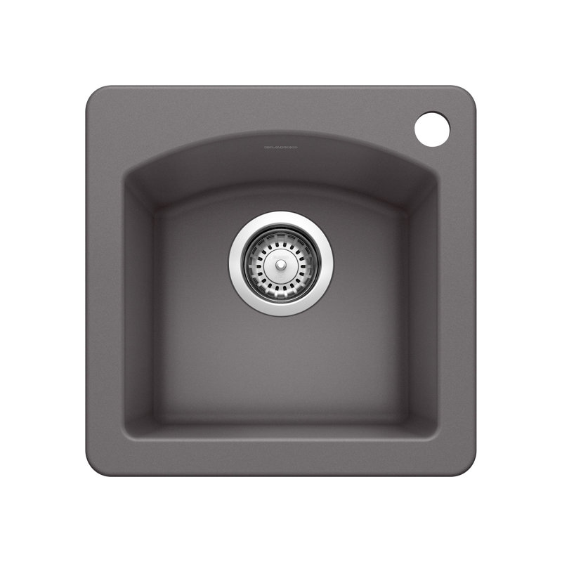 Diamond SILGRANIT 15" L x 15" W Drop-in/Undermount Bar Sink, Cinder