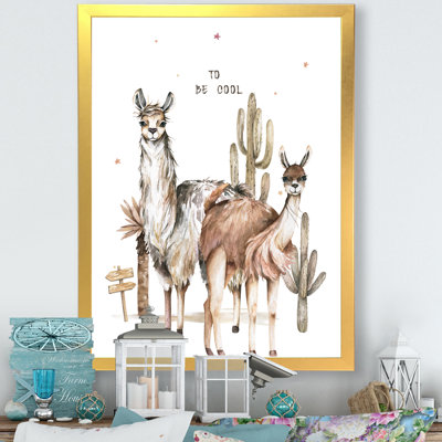 Adorable dessin de lama mignon pour enfants - art mural traditionnel sur toile