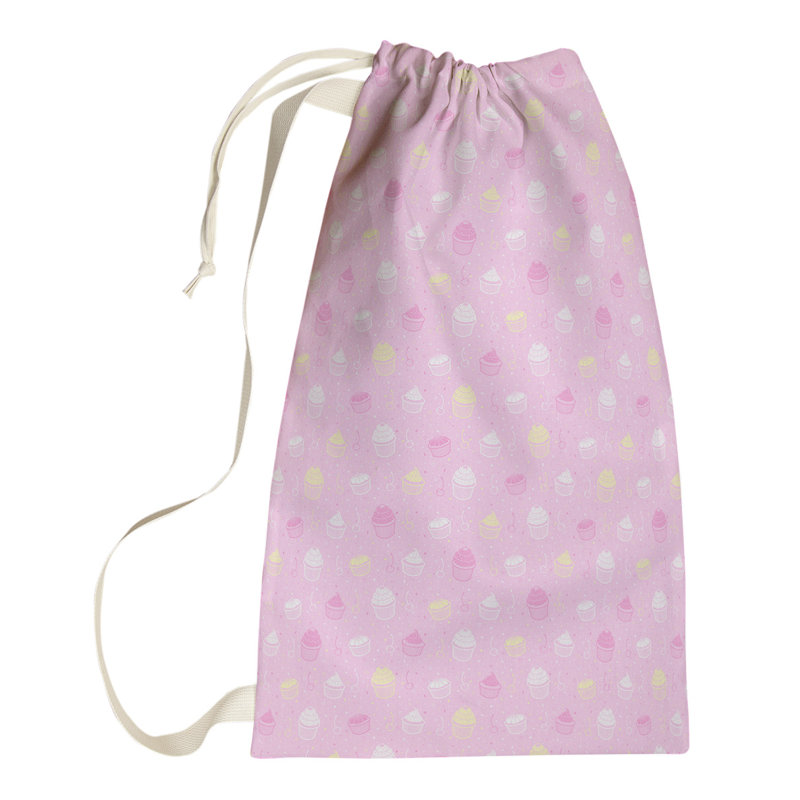Sac à linge pastel petits gâteaux, Grand (H 76,5 po x l 29,5 po x P 1,5 po), Rose / Jaune