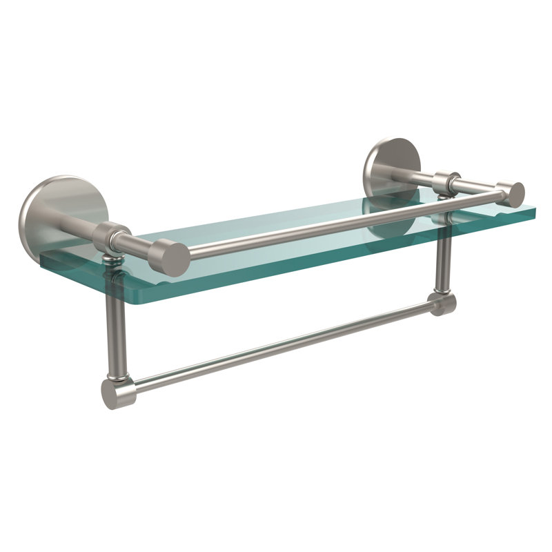 Dalston Bracket Shelf with Towel Bar, Satin Nickel