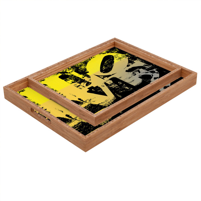Amy Smith Wood Tray, 1.75" H x 18" W x 14" D