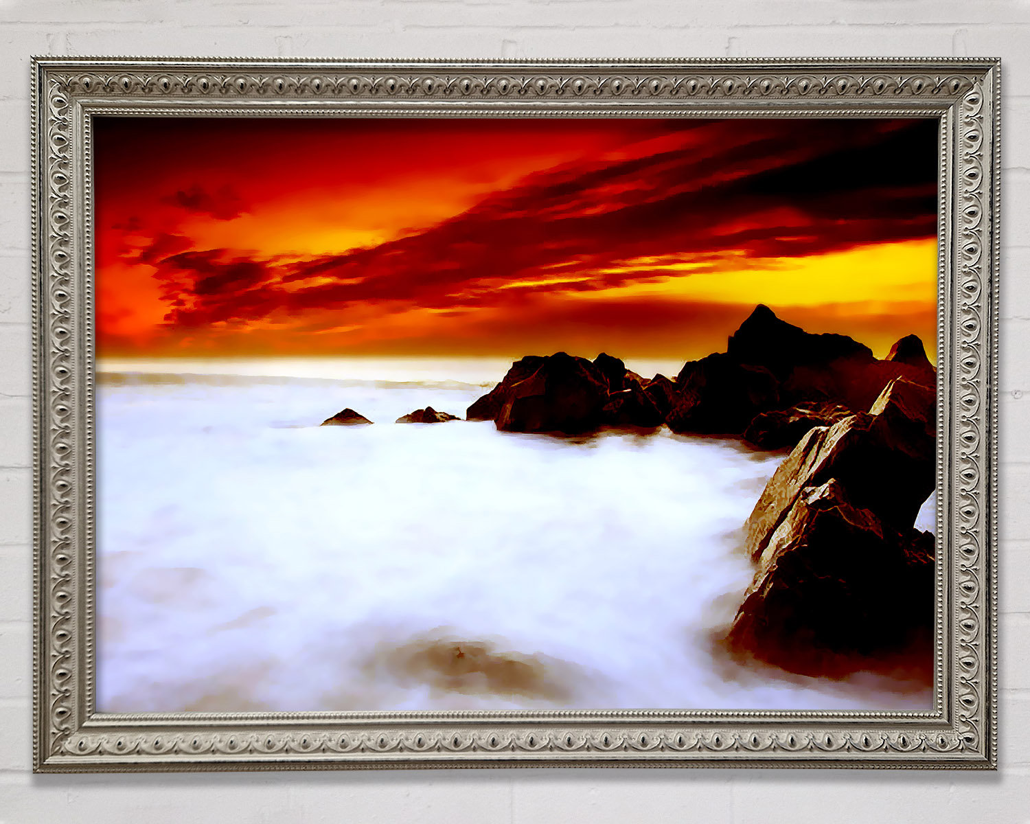 Bright Star Stunning Red Sky Ocean Mist - Single Picture Frame Print ...