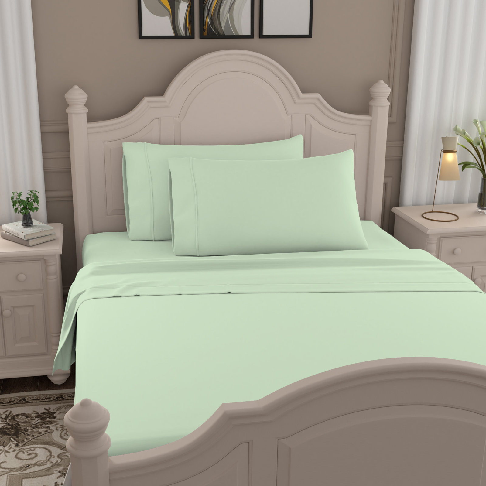 Ultimate Percale 100% Cotton Cool & Crisp Sheet Set, Queen Sheet Set with 2 Pillowcases, Sage