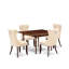 L'ensemble de table de cuisine 5 pièces contient une table de salle à manger rectangulaire avec Dropleaf et 4 chaises rembourrées, acajou-979033567-979033565