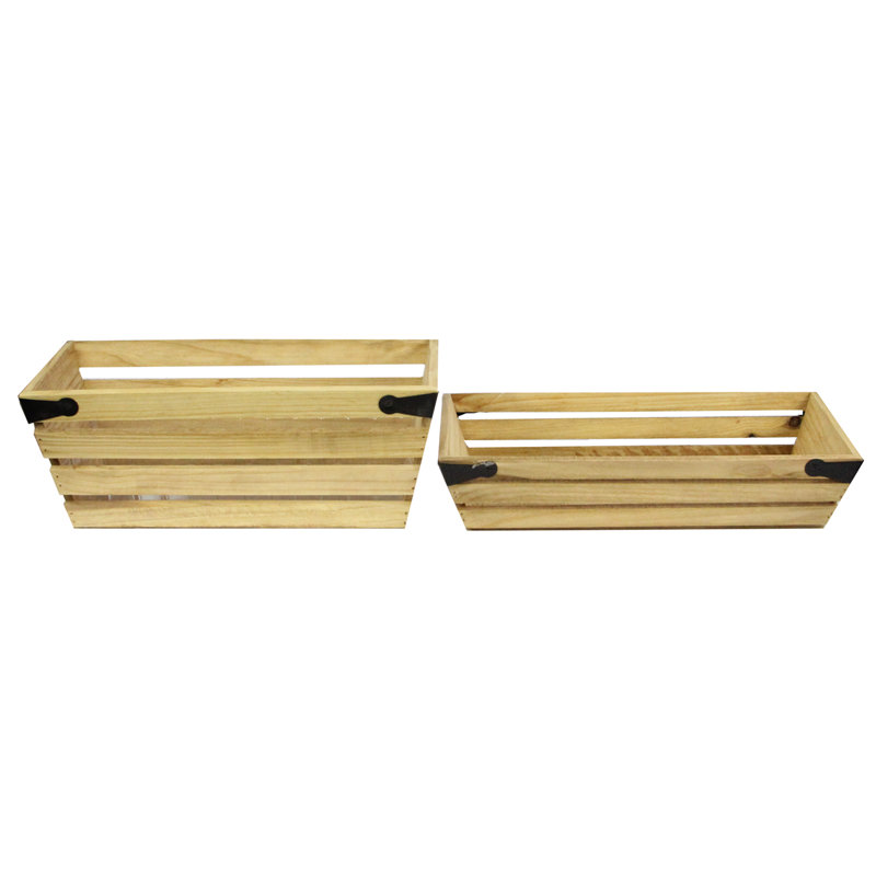 Ensemble de pot de fleurs en bois 2 pièces Sterrett