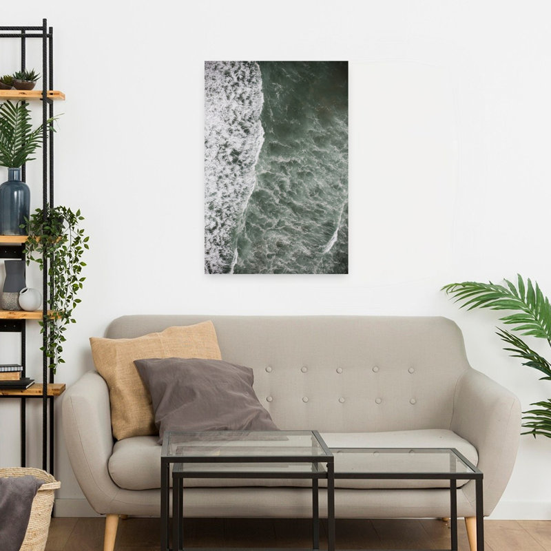 Art contemporain abstrait côtier serein, H 24 po x l 16 po