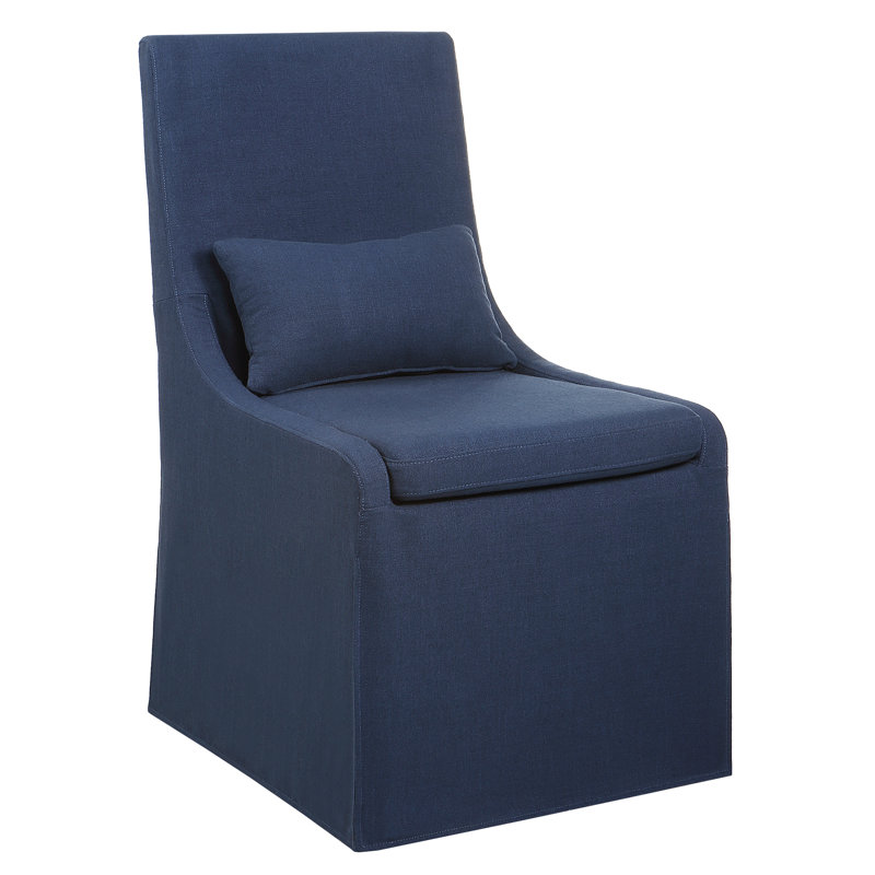 20'' H Upholstered Parsons Chair, Denim Polyester Blend