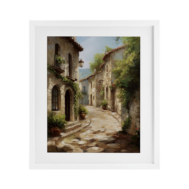 Timeless Village Pathway, impression sous verre encadrée, design par Petal Prints Design, H 16 po x l 13 po