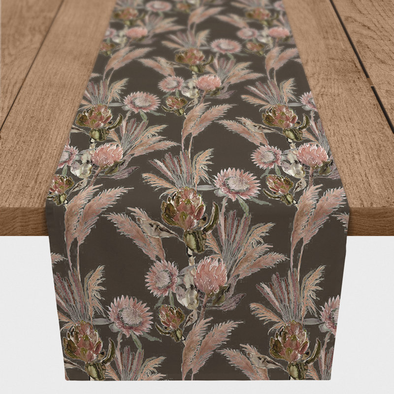 Ayunna Rectangle Floral Polyester Table Runner, 72" L x 16" D, Cream