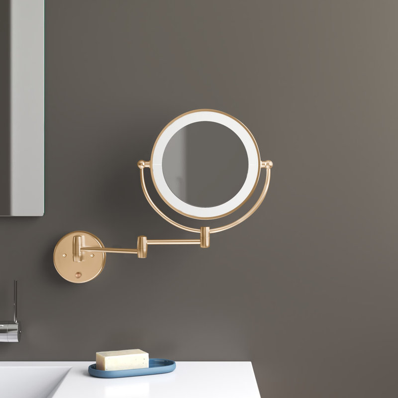 Miroir de maquillage lumineux grossissant Bertwalda, Or