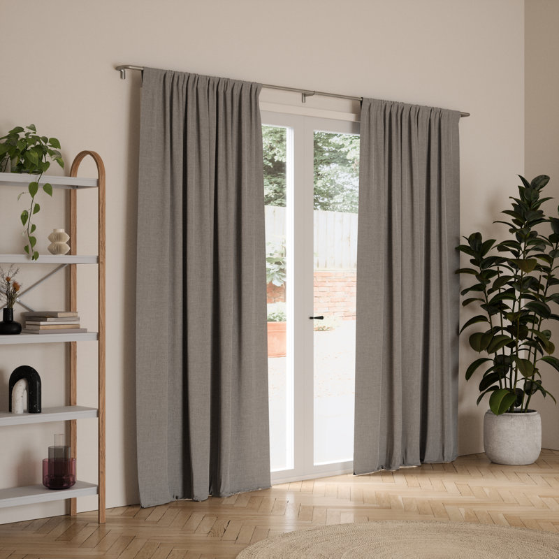 Nickel Room Darkening Wrap Around Curtain Rod, 30-84 Inches