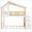 Lit simple sur lit simple Pinewood & amp; Lit superposé en bois composite avec rangement et amp; Garde-corps naturel + blanc chambre de jeune