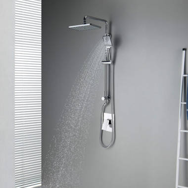 KIBI USA Cube Shower Column with Dual Function Shower Head Black Matte