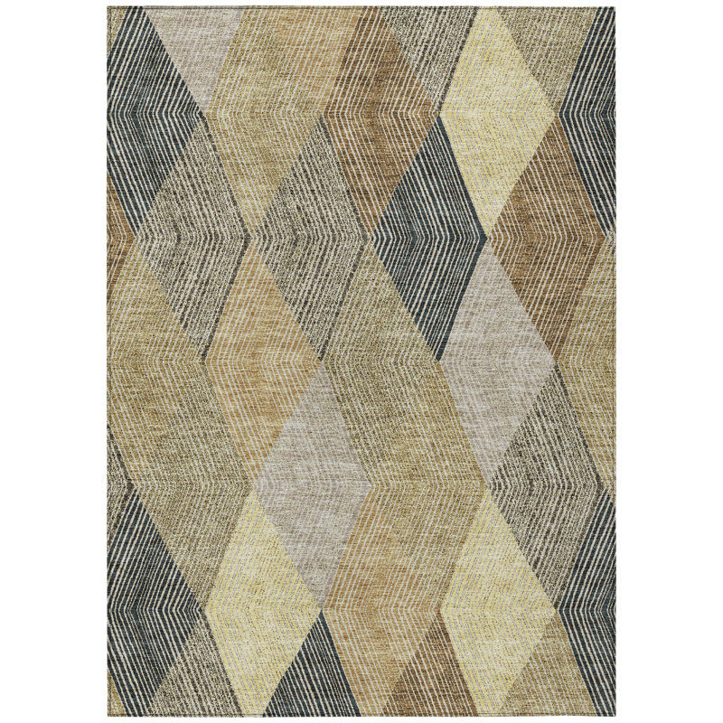 Aquaisha Washable Geometric Indoor / Outdoor Rug, Rectangle 3' x 5'