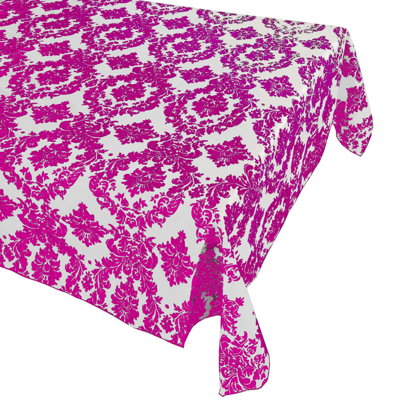 Damask Tablecloth, Brown/Ivory, 102" x 58"