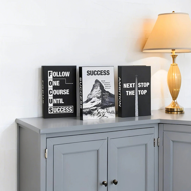 Ensemble de 3 faux livres en noir et blanc