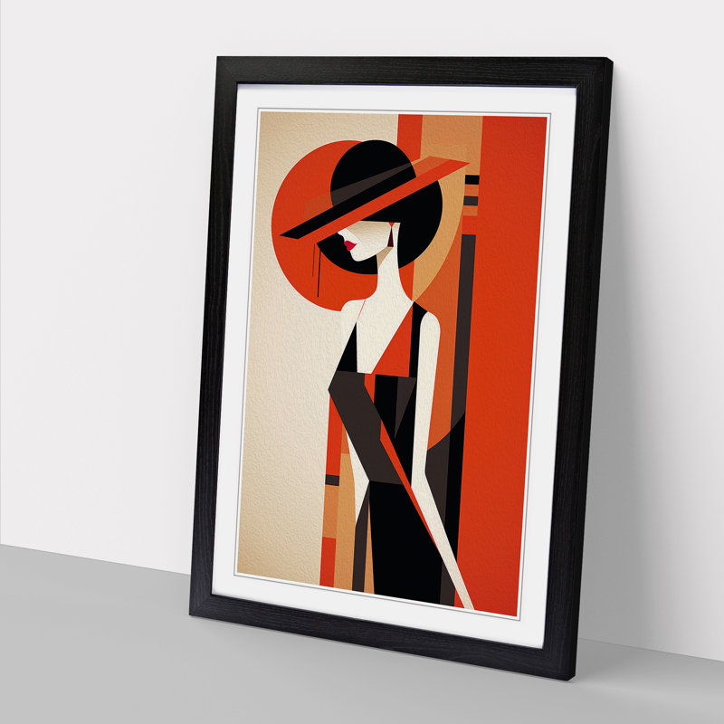 Minimalist Art Deco No.2 Framed Print, 46cm H x 34cm W x 2cm D, Black