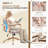 Linen Blend Swivel Office Chair Adjustable Height With Wood Armrests For Home Office And Living Room-514817317