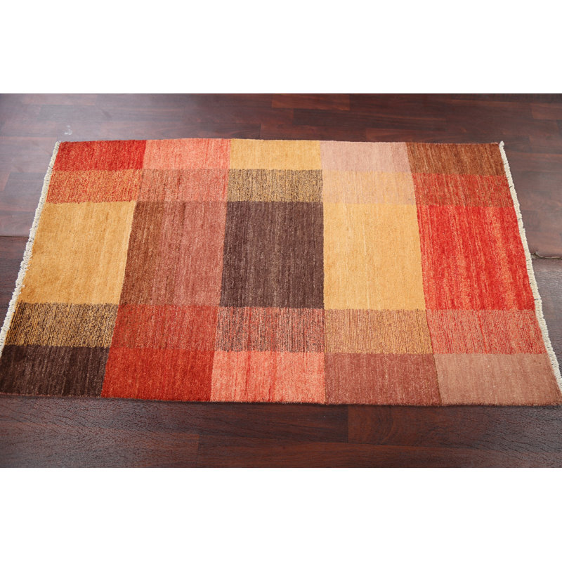 Tapis multicolore en laine noué à la main de conception unique 3 pi 1 po x 5 pi 4 po Diona