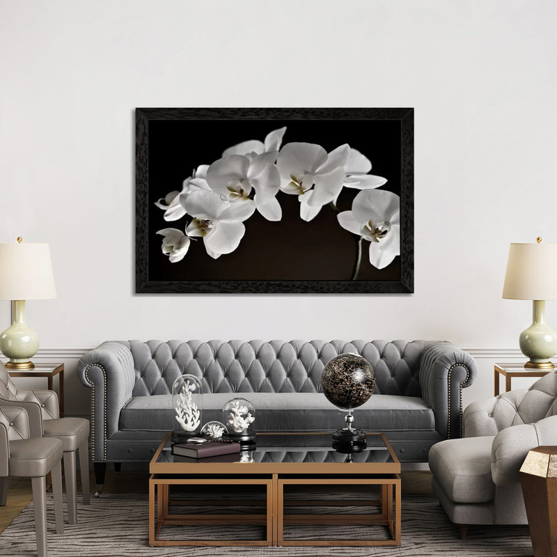 Orchids - Floater Frame Print on Canvas, Black, 101.6 cm H x 66.04 cm W