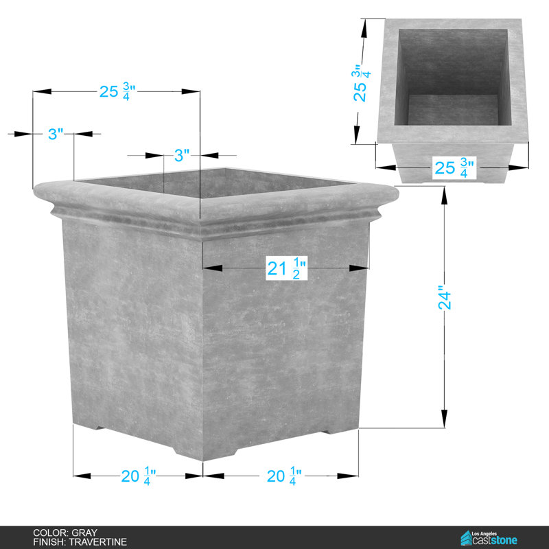 Concrete Planter, Travertine-Gray