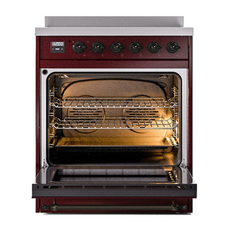 ILVE Nostalgie II 30 in Induction Range, Burgundy/Bronze