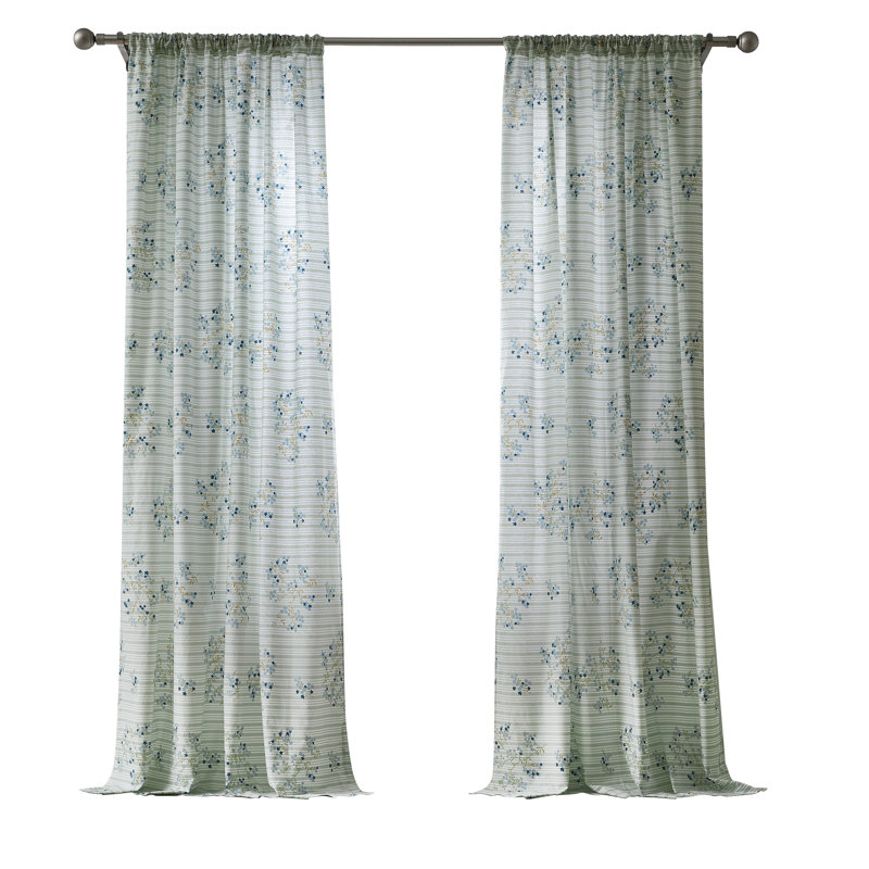  Emma Floral Drape Panel Pair, Blue, 50" W x 84" L