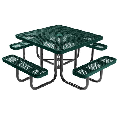 Table de pique-nique carrée de 117 cm (46 po), vert foncé texturé